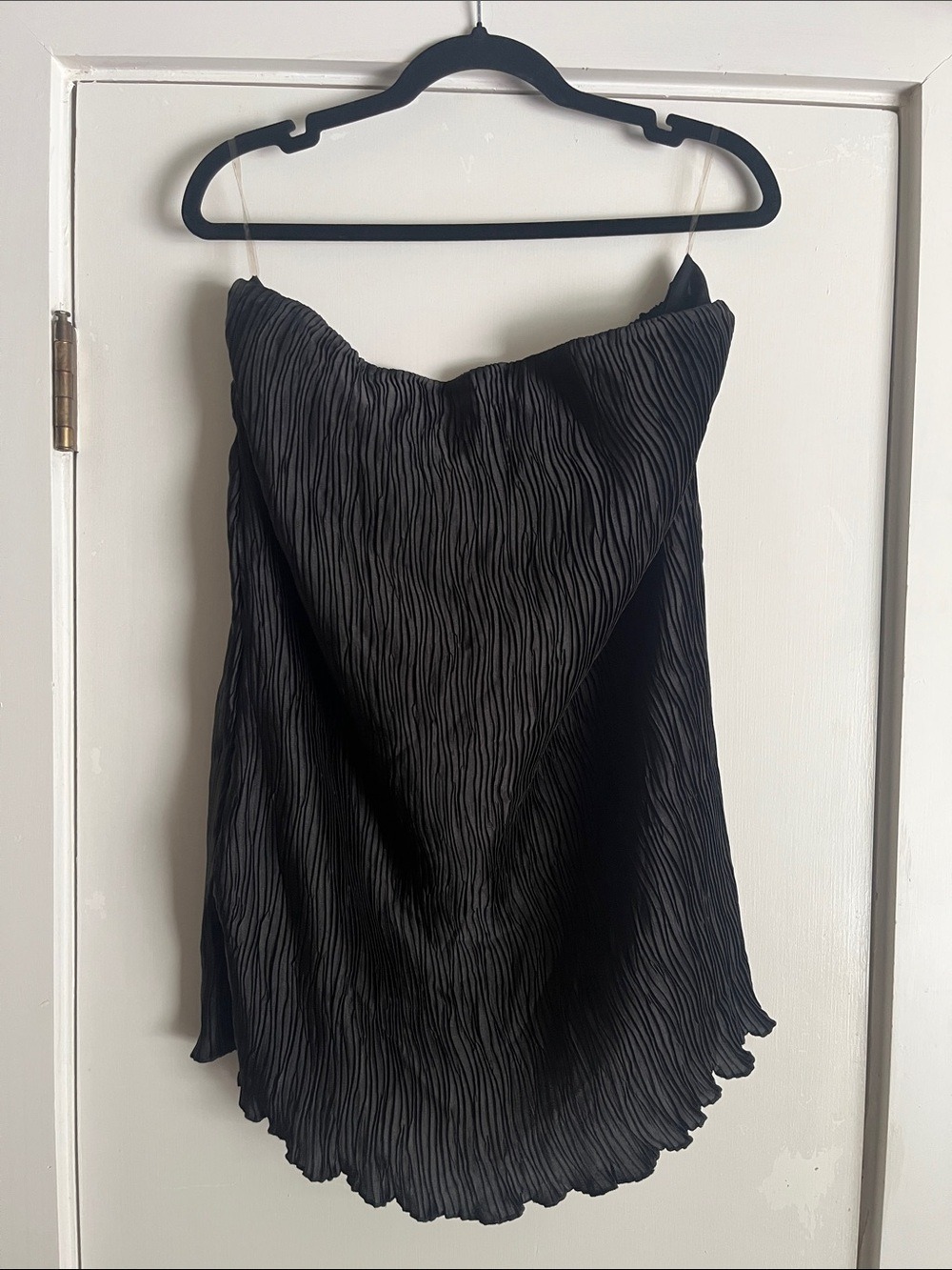 Athena Plisse Mini Shift Dress - Black - Picture 2 of 9